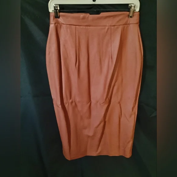 Vegan Leather Pencil Skirt (coffee) - Picture 10 of 13